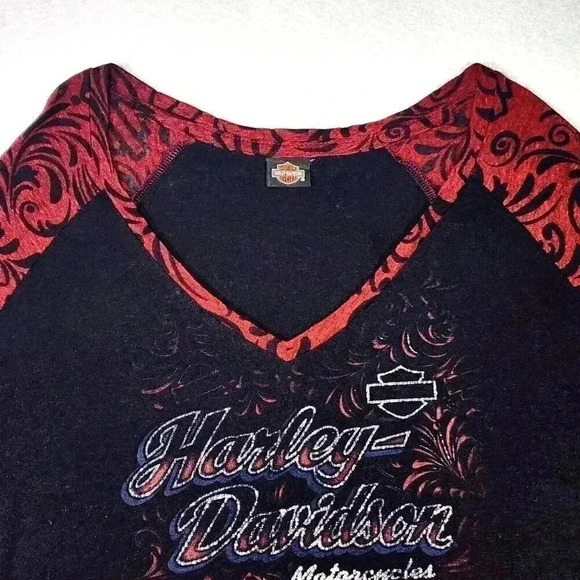 Harley-Davidson Women's Tee 3/4 Sleeves w/Burnout Logo Large Barnett El Paso, TX - Picture 4 of 16